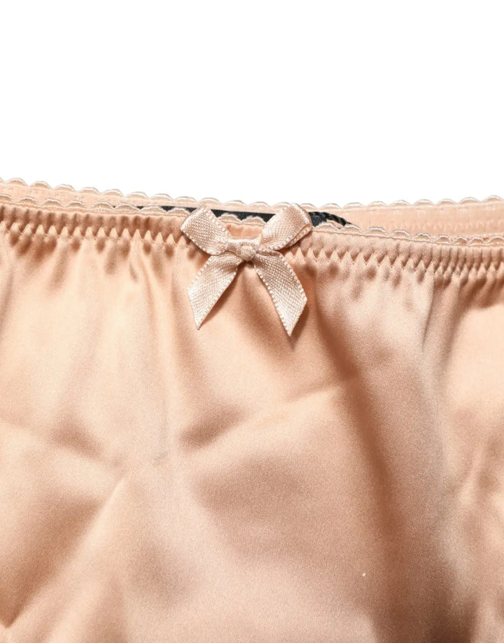 Dolce &amp; Gabbana Beige Silk Stretch Mid Waist Brief Panty Underwear