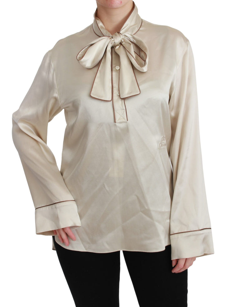 Dolce &amp; Gabbana Blouses - Women’s Beige Sleeve Top Queen Silk Satin Blouse