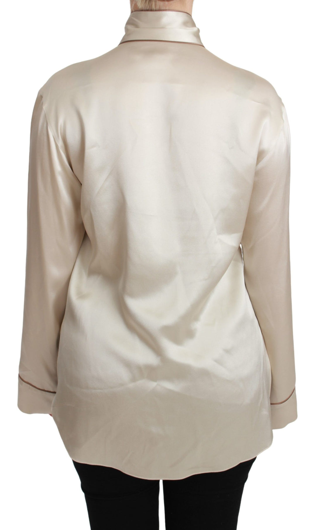 Dolce &amp; Gabbana Blouses - Women’s Beige Sleeve Top Queen Silk Satin Blouse