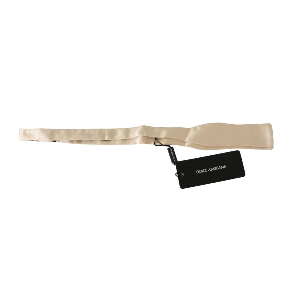Dolce & Gabbana Beige Slim Skinny Men Necktie 100% Silk Bowtie