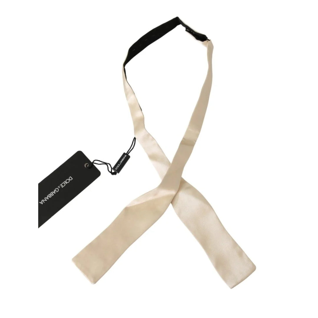 Dolce & Gabbana Beige Slim Skinny Men Necktie 100% Silk Bowtie