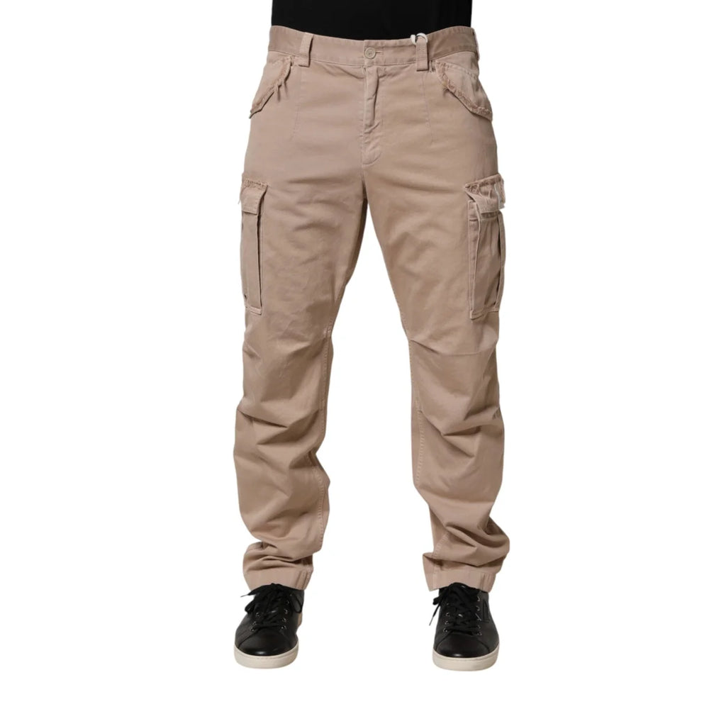 Dolce & Gabbana Beige Straight Cargo Chino Men Trouser Pants