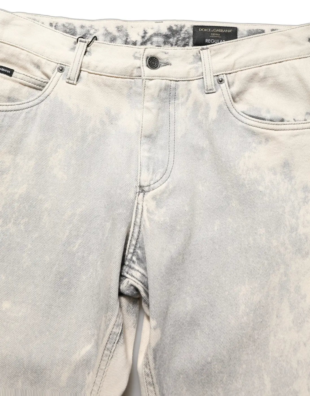 Dolce &amp; Gabbana Beige Tie Dye Cotton Straight Men Denim Jeans