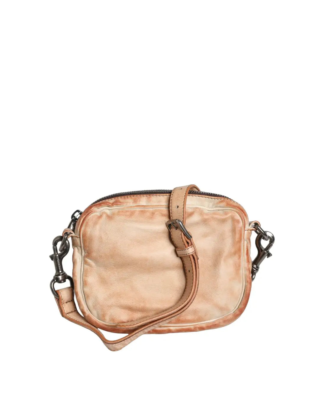Dolce &amp; Gabbana Beige Vintage Leather Logo Plaque Shoulder Borse Men Bag