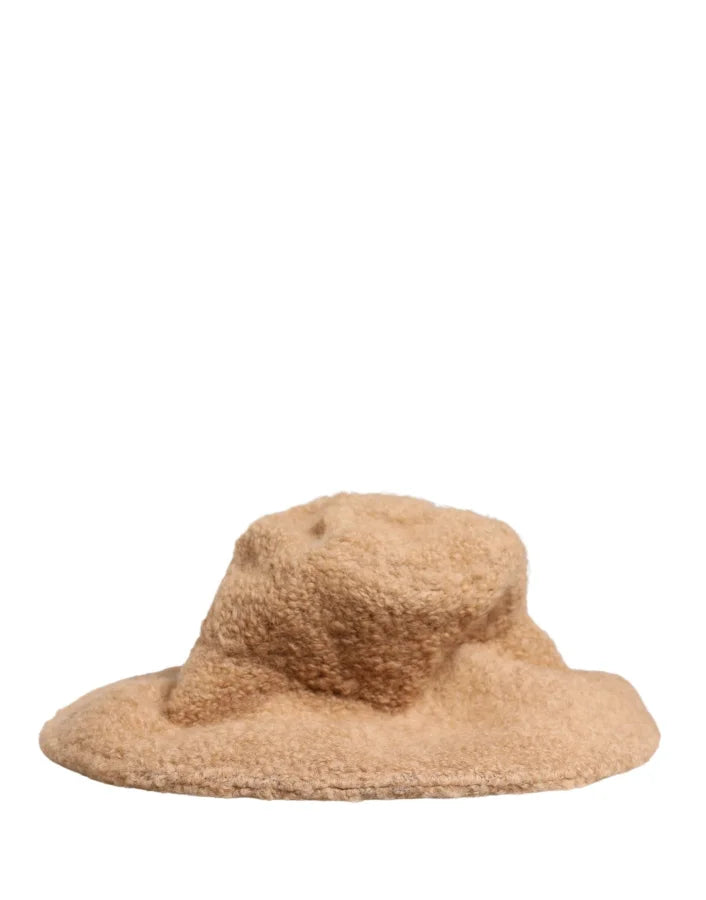 Dolce & Gabbana Beige Virgin Wool Fur Women Knitted Capello Hat