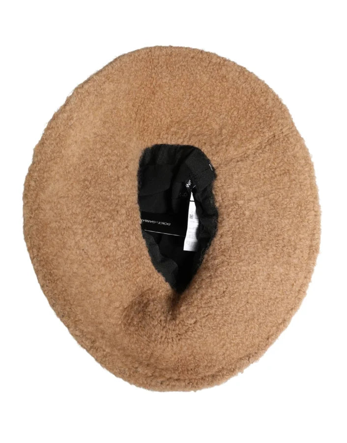Dolce & Gabbana Beige Virgin Wool Fur Women Knitted Capello Hat
