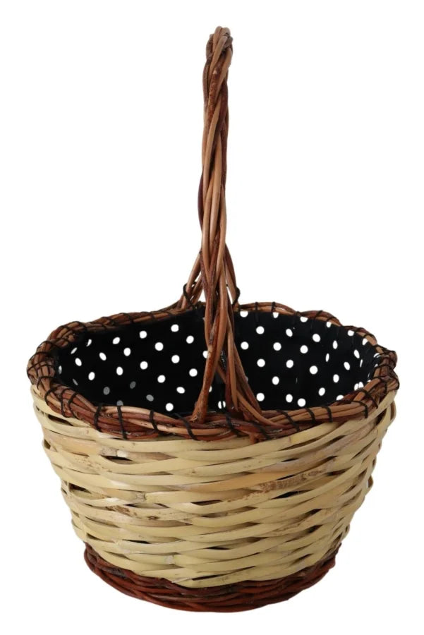 Dolce & Gabbana - Beige Wood Wicker Rattan Basket Tote Bag
