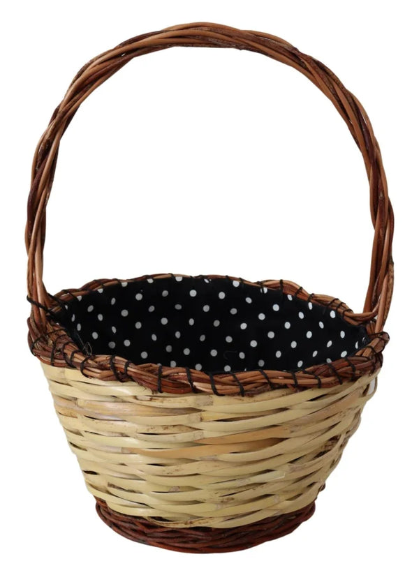 Dolce & Gabbana - Beige Wood Wicker Rattan Basket Tote Bag