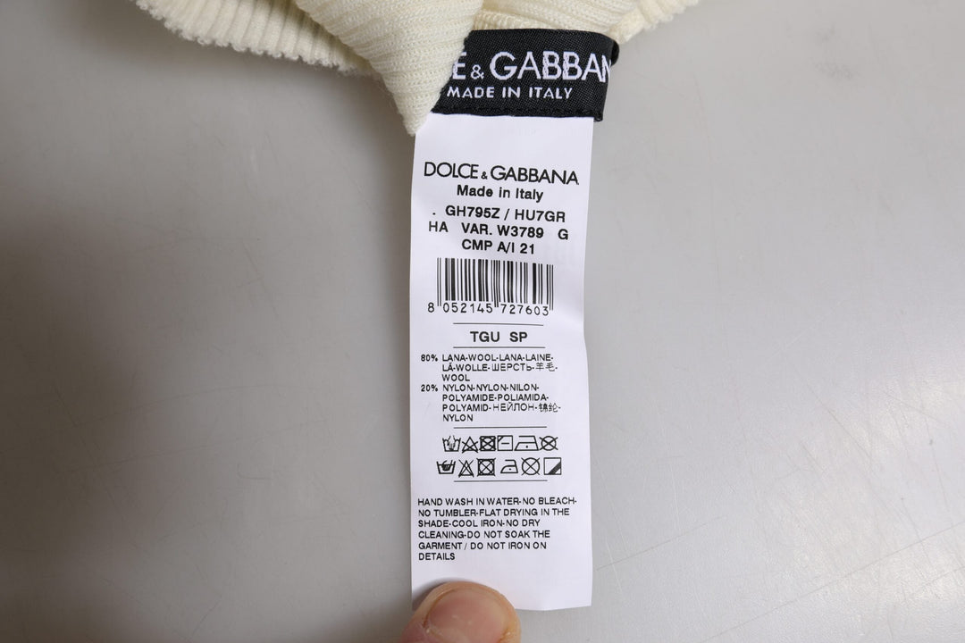 Dolce &amp; Gabbana Beige Wool Blend Knitted Beanie Cap