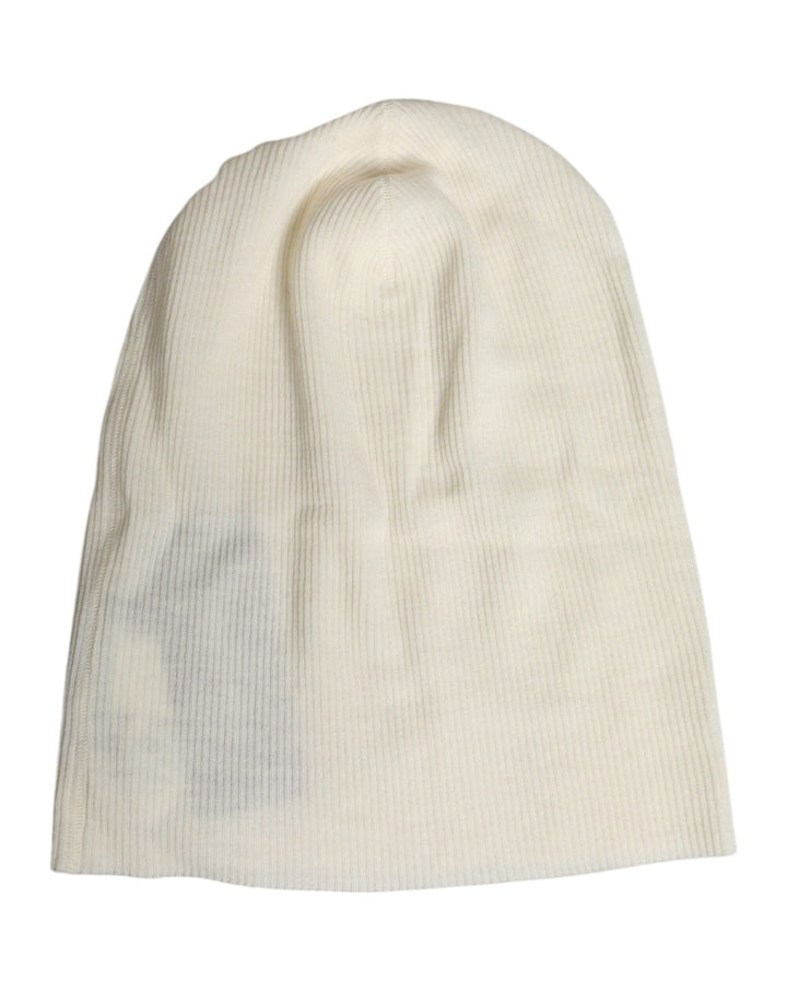Dolce &amp; Gabbana Beige Wool Blend Knitted Beanie Cap
