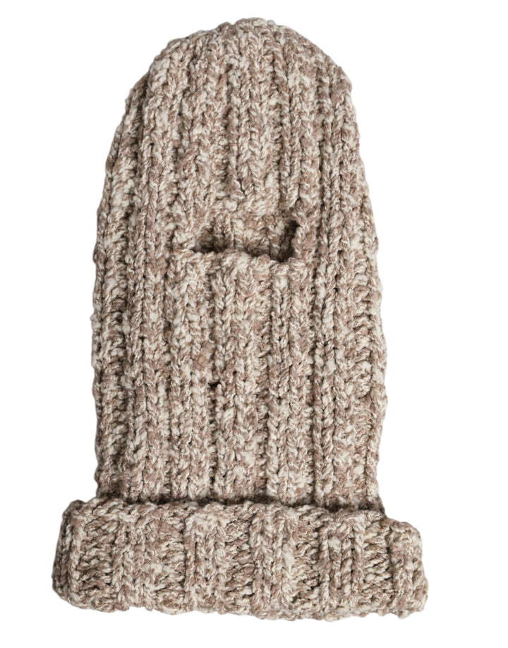 Dolce &amp; Gabbana Beige Wool Knitted Ski Mask Balaclava Hat