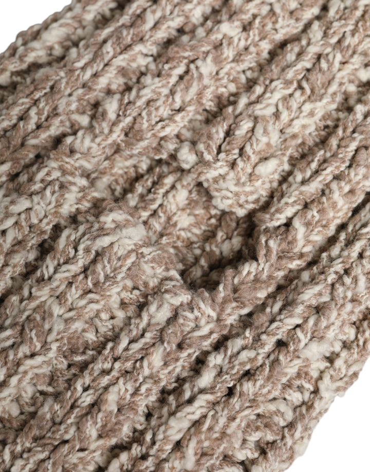Dolce &amp; Gabbana Beige Wool Knitted Ski Mask Balaclava Hat