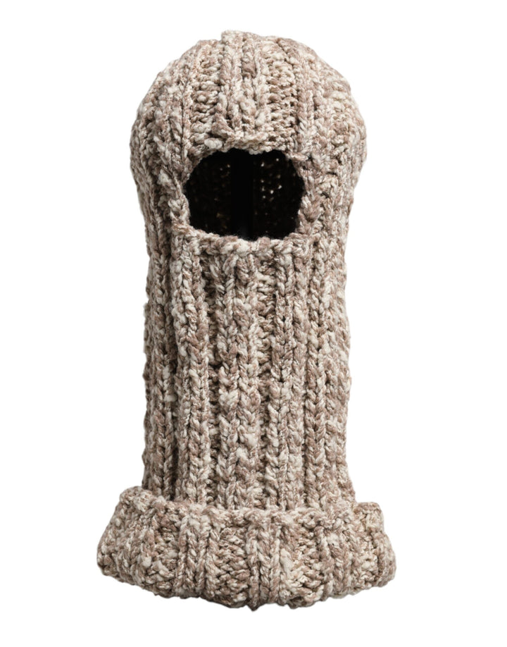 Dolce &amp; Gabbana Beige Wool Knitted Ski Mask Balaclava Hat