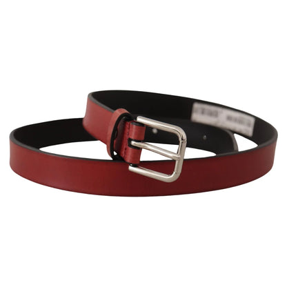 Dolce Gabbana Belt Crafted in Vitello Leather with Silver Buckle &