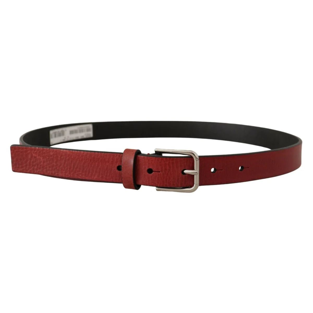 Dolce Gabbana Belt Crafted in Vitello Leather with Silver Buckle &