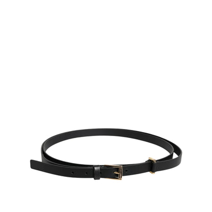 Dolce Gabbana Belt with Gold Metal Buckle in High-Quality Leather &
