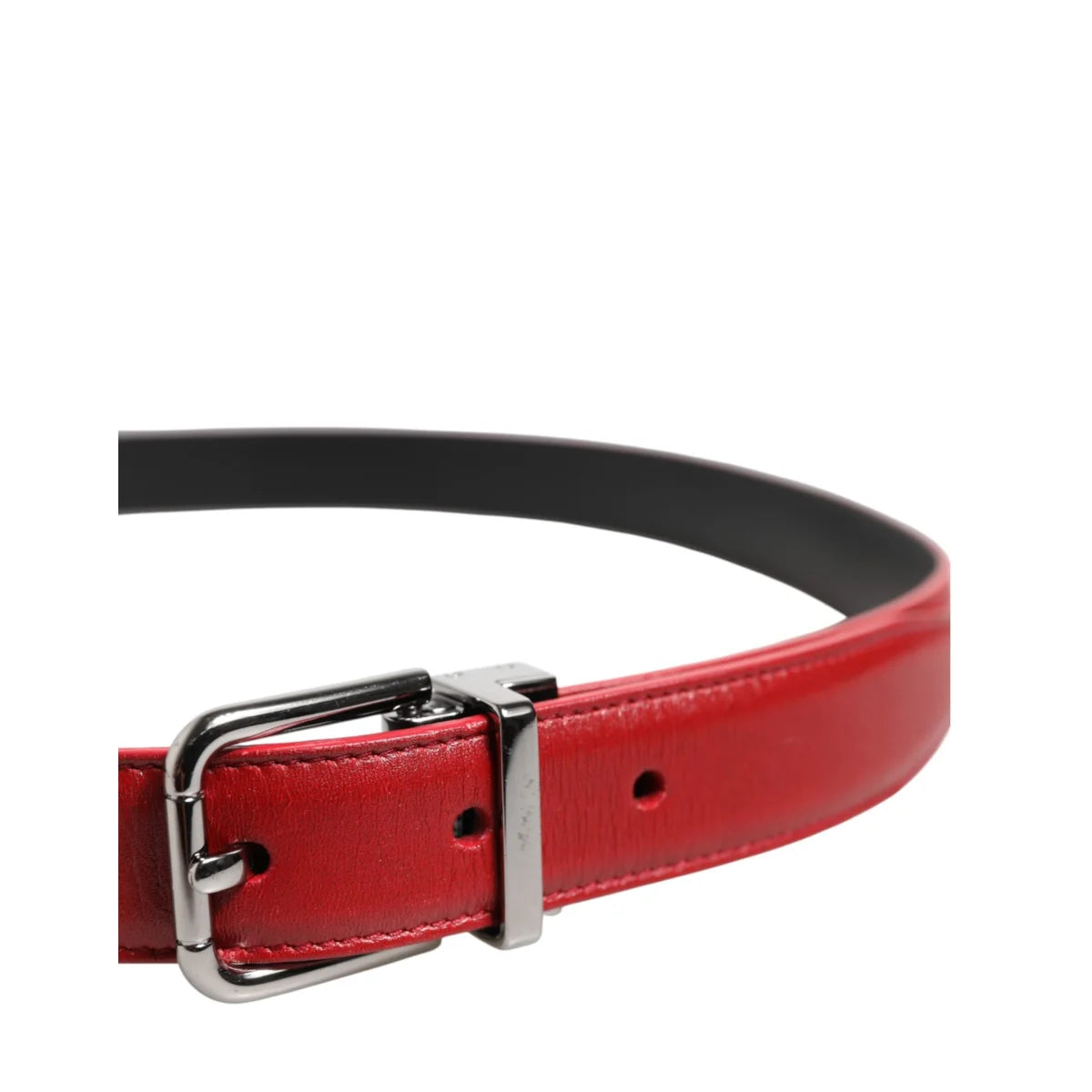 Dolce and Gabbana Belt High-Quality Leather with Metal Buckle Closure &
