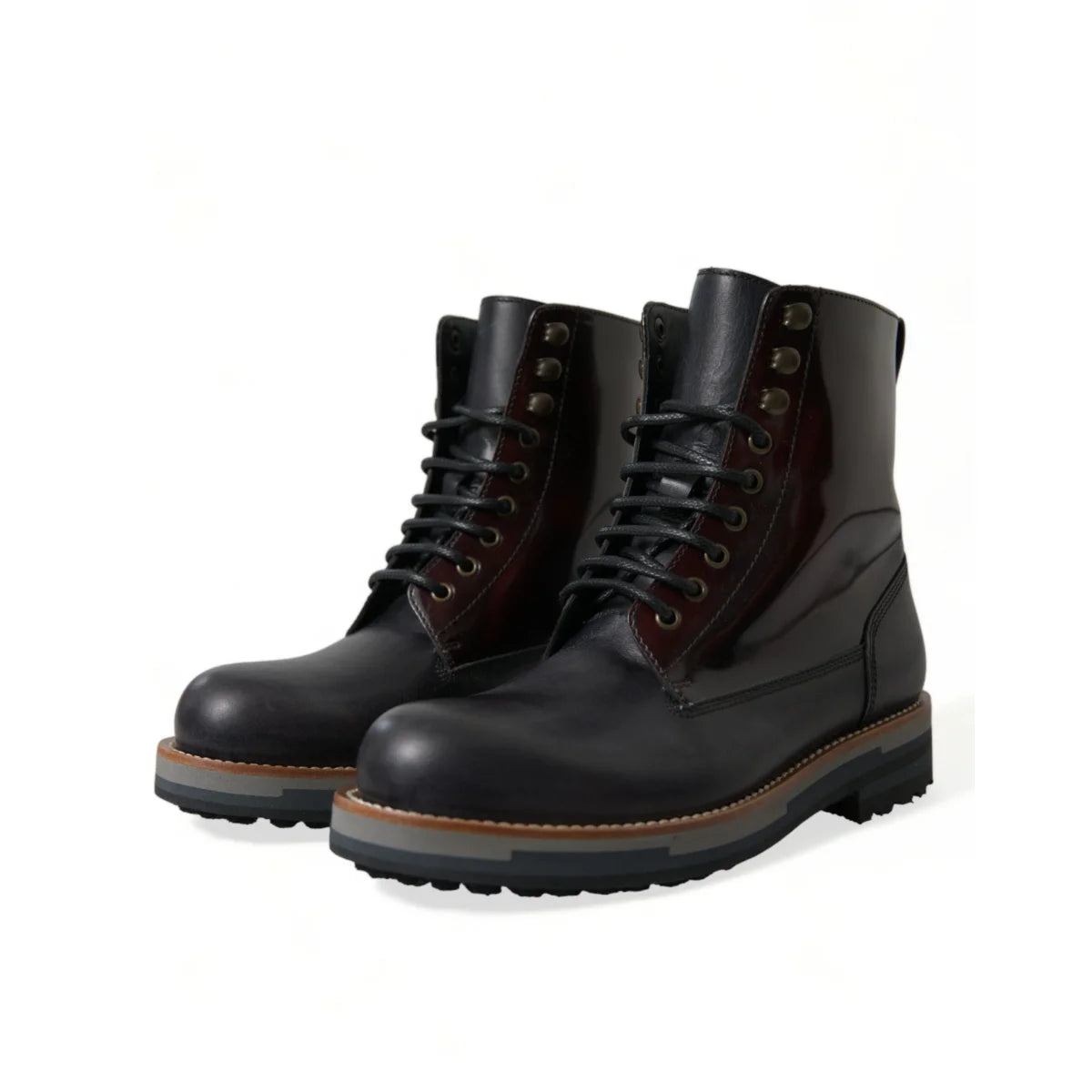 Dolce & Gabbana Bi Color Calf Leather Dress Boots Sizzle Rubber Sole