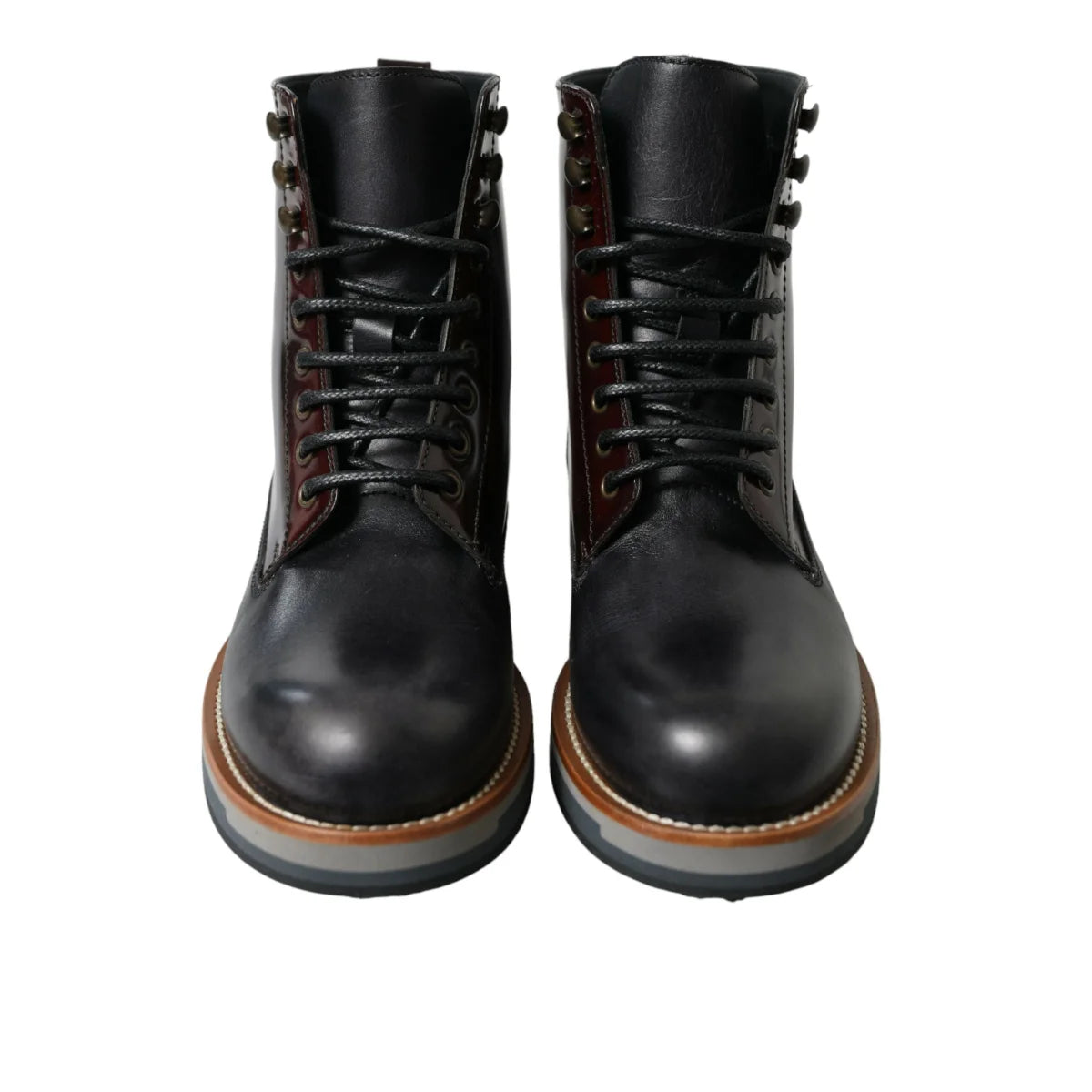 Dolce & Gabbana Bi Color Calf Leather Dress Boots Sizzle Rubber Sole