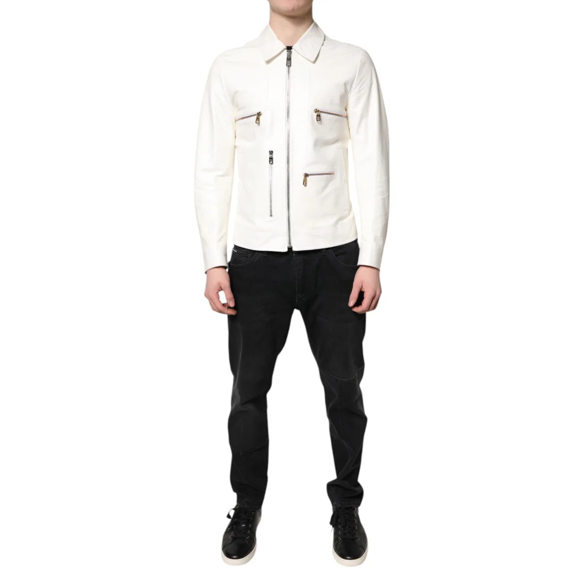 Dolce Gabbana Biker Jacket Sleek Zip Style &