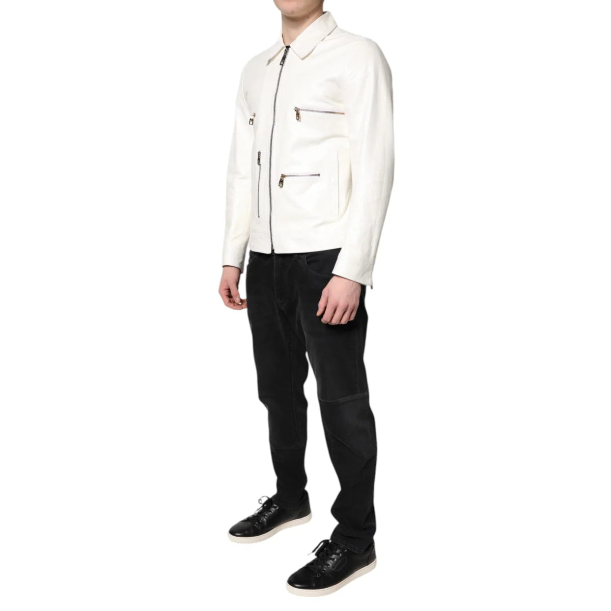 Dolce Gabbana Biker Jacket Sleek Zip Style &