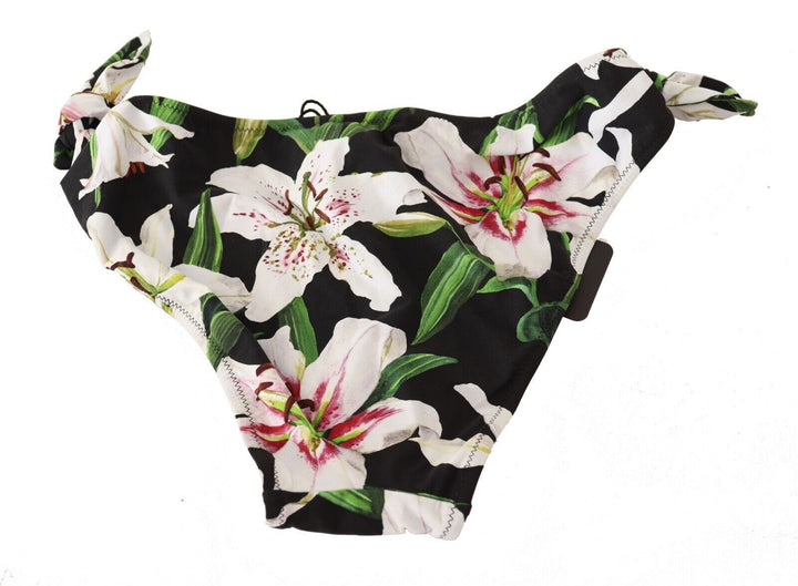 Dolce &amp; Gabbana Bikini Bottom Black Lily Print Swimsuit Swimwear - Women’s Classic Bikinis