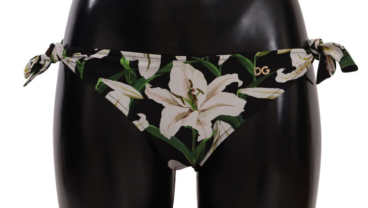 Dolce &amp; Gabbana Bikini Bottom Black Lily Print Swimsuit Swimwear - Women’s Classic Bikinis