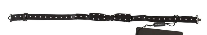 Dolce &amp; Gabbana Black 100% Silk Polka Dot Adjustable Neck Bow Tie