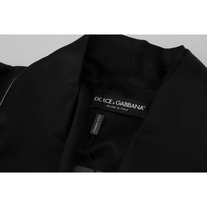 Dolce & Gabbana Black 100% Silk Robe Coat Wrap Jacket
