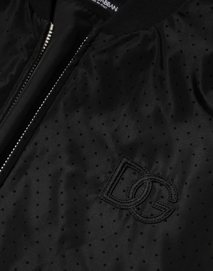 Dolce &amp; Gabbana Black Acetate Full Zip Bomber Men Jacket