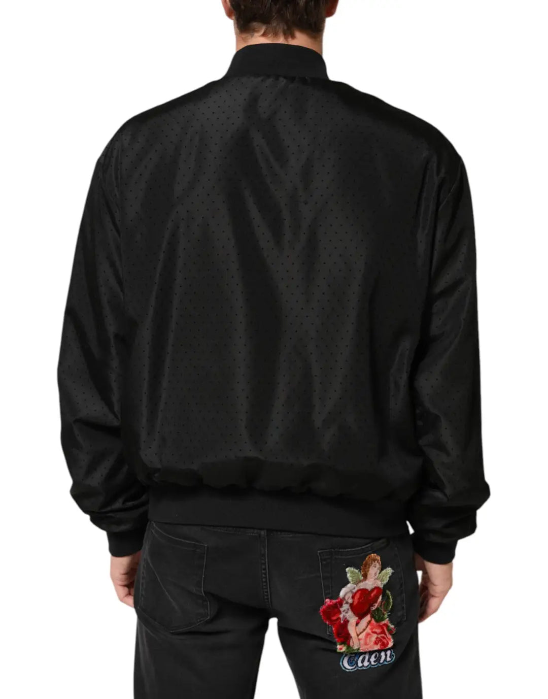 Dolce &amp; Gabbana Black Acetate Full Zip Bomber Men Jacket