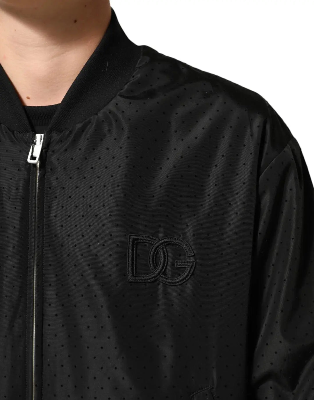 Dolce &amp; Gabbana Black Acetate Full Zip Bomber Men Jacket