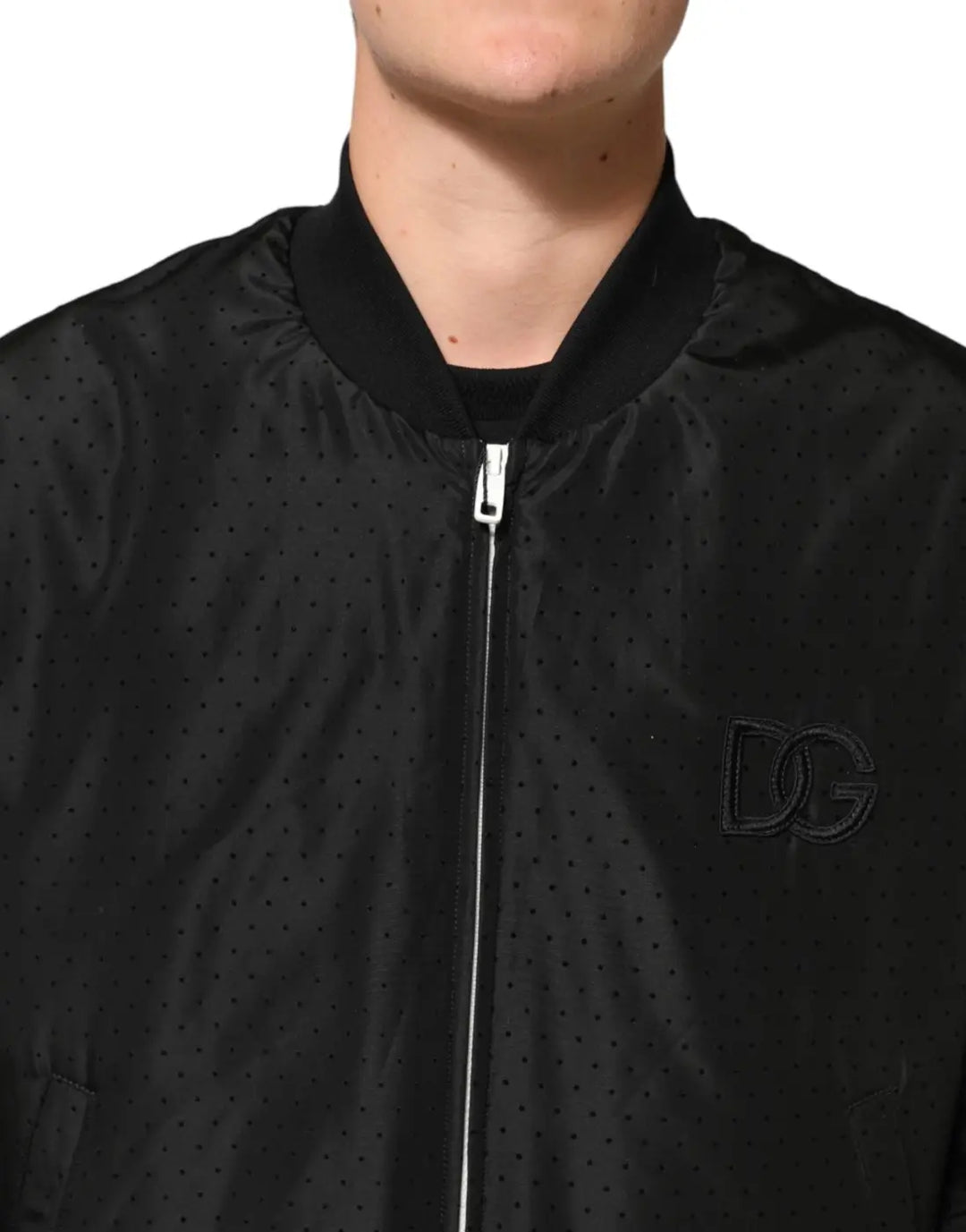 Dolce &amp; Gabbana Black Acetate Full Zip Bomber Men Jacket
