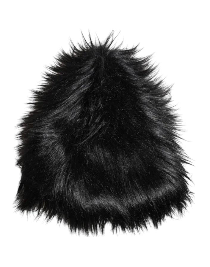 Dolce & Gabbana Black Acrylic Fur Womens Bucket Hat