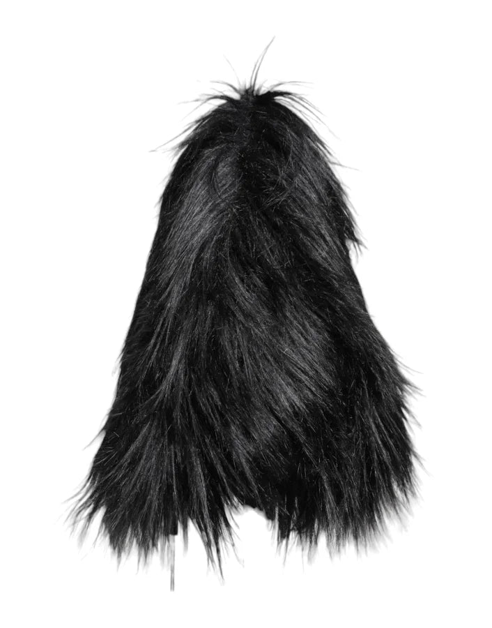 Dolce & Gabbana Black Acrylic Fur Womens Bucket Hat