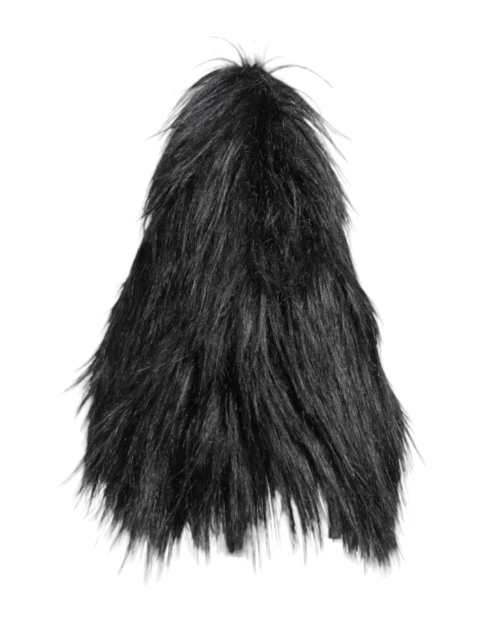 Dolce & Gabbana Black Acrylic Fur Womens Bucket Hat