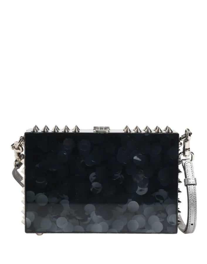 Dolce & Gabbana Black Acrylic Plexiglass Studded DOLCE BOX Clutch Bag