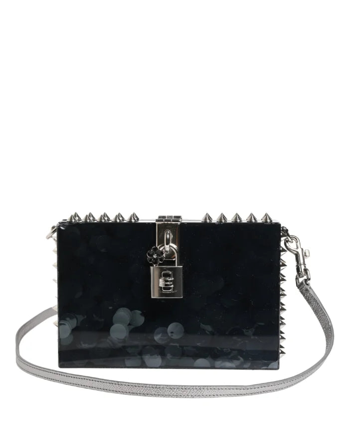 Dolce & Gabbana Black Acrylic Plexiglass Studded DOLCE BOX Clutch Bag