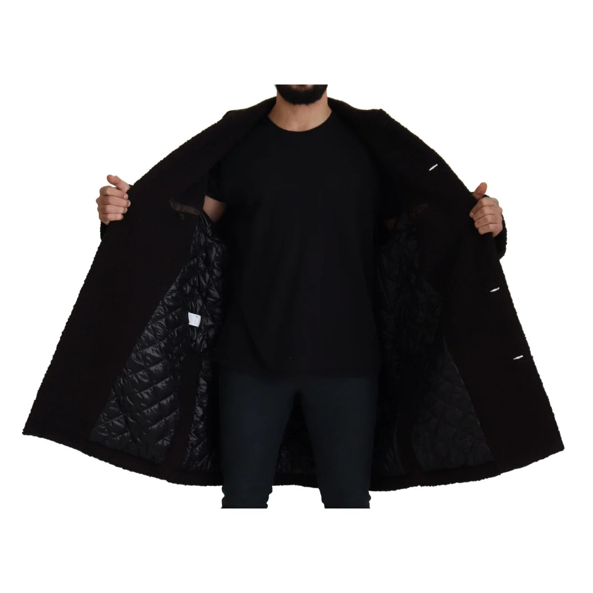 Dolce & Gabbana Black Alpaca Button Down Trench Coat Jacket