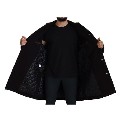 Dolce & Gabbana Black Alpaca Button Down Trench Coat Jacket