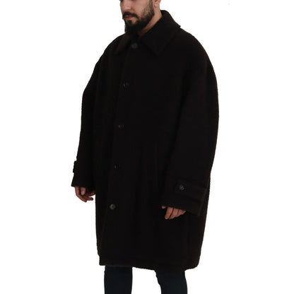 Dolce & Gabbana Black Alpaca Button Down Trench Coat Jacket