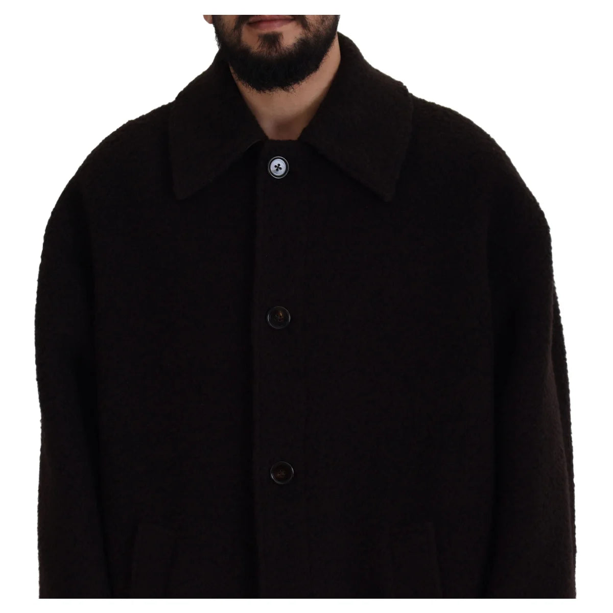 Dolce & Gabbana Black Alpaca Button Down Trench Coat Jacket