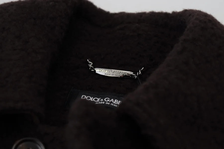 Dolce & Gabbana Black Alpaca Button Down Trench Coat Jacket