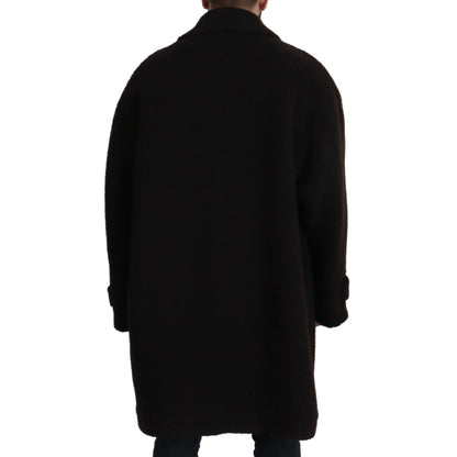 Dolce & Gabbana Black Alpaca Button Down Trench Coat Jacket