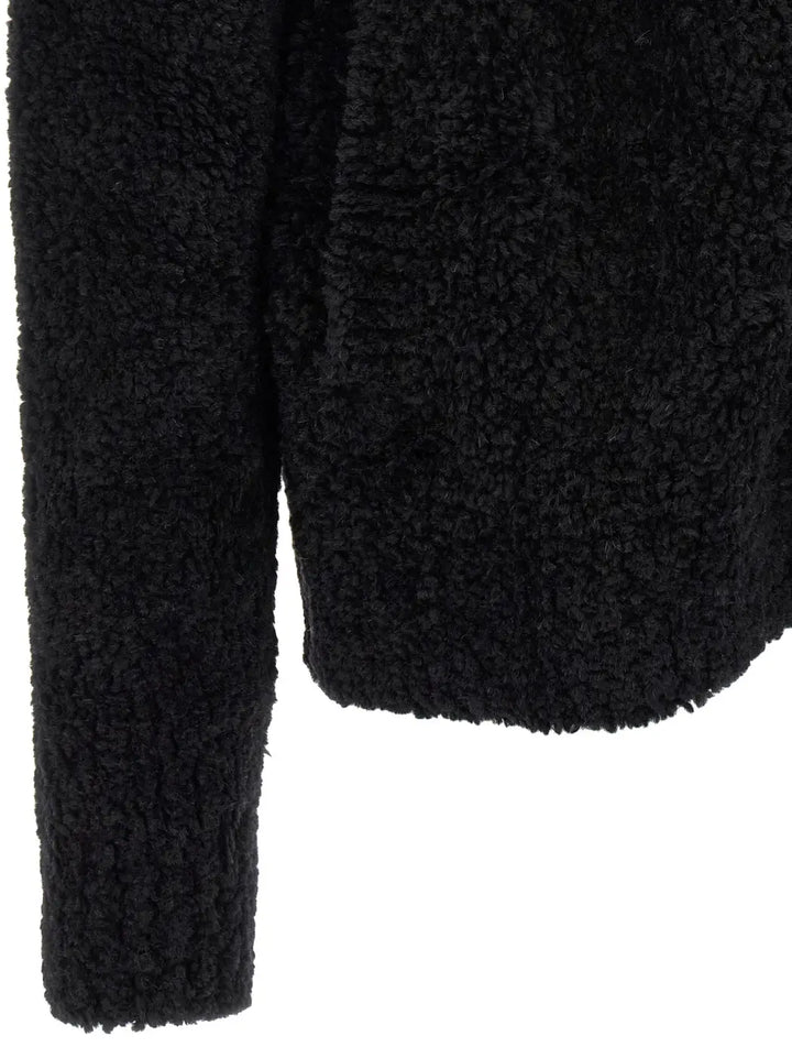 Dolce &amp; Gabbana Black Alpaca Leather Cardigan