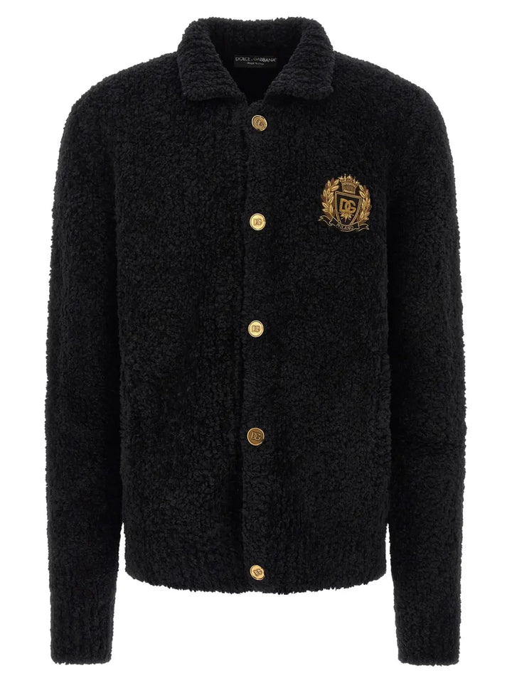 Dolce &amp; Gabbana Black Alpaca Leather Cardigan