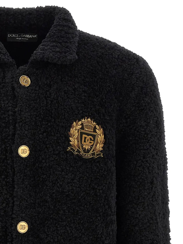 Dolce &amp; Gabbana Black Alpaca Leather Cardigan