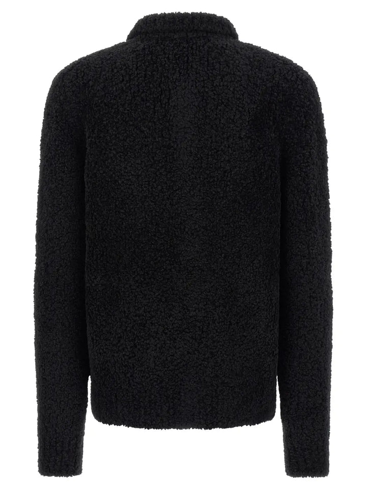 Dolce &amp; Gabbana Black Alpaca Leather Cardigan