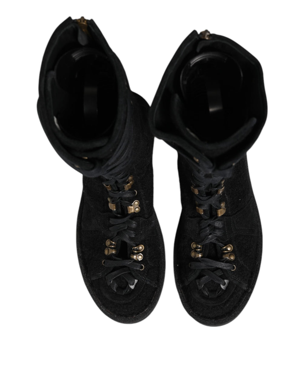 Dolce & Gabbana Black Alpaca Wool Suede Mid Calf Boots Shoes