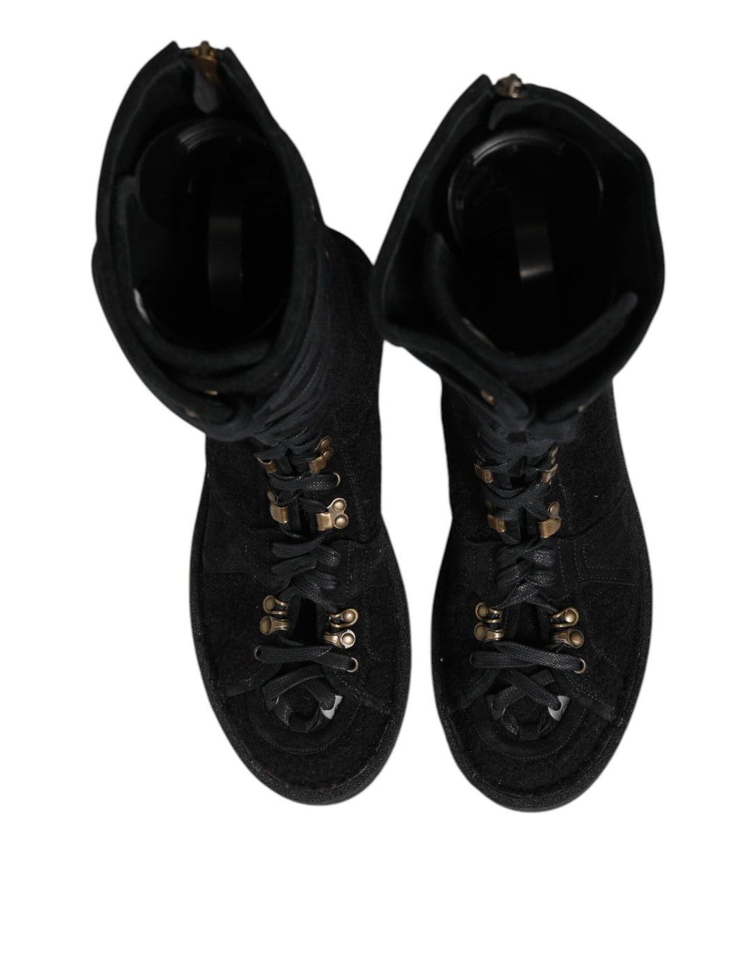Dolce &amp; Gabbana Black Alpaca Wool Suede Mid Calf Boots Shoes